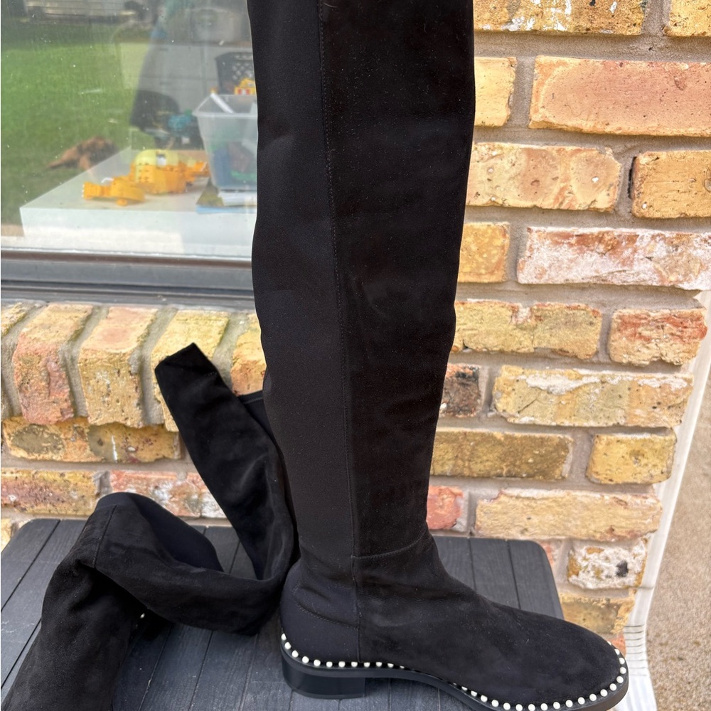 Stuart Weitzman Black Over the Knee Boots with Sleek Design